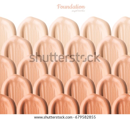 Smears of foundation for face. Isolated on white background