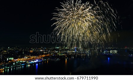 Aerial View of Fireworks 