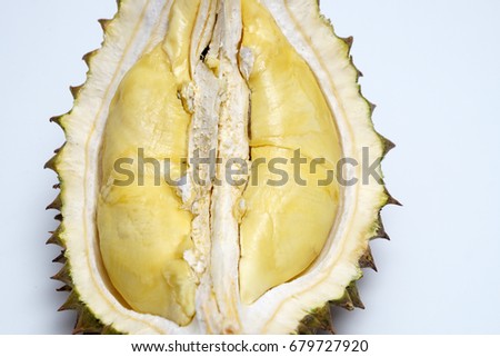 Durian, king of fruit on white background