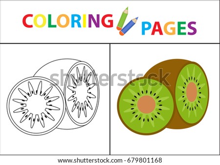 Coloring book page. Sketch outline and color version. Coloring for kids. Childrens education. Vector illustration
