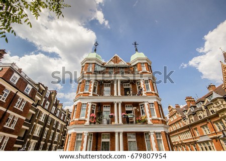 Historic buildings in the Marylebone district in London, England