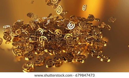 3d rendering of falling signs email. Variant in gold style