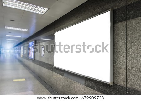 Billboards, indoor billboards, or blank billboards in the daytime for ads in the corridor.