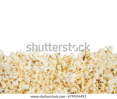 Fresh butter popcorn with the copy space on the white background. Royalty-Free Stock Photo #679924492