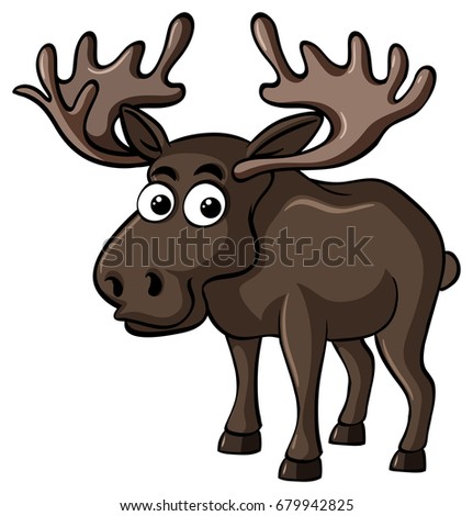 Brown moose on white background illustration