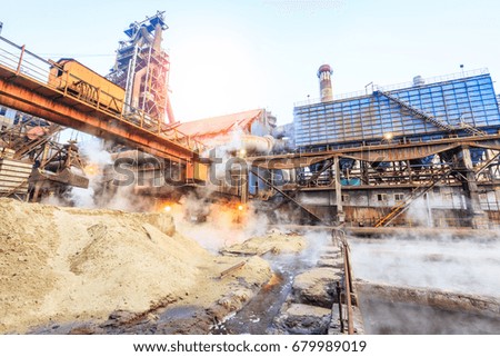 Industrial crane and equipment in steel mills