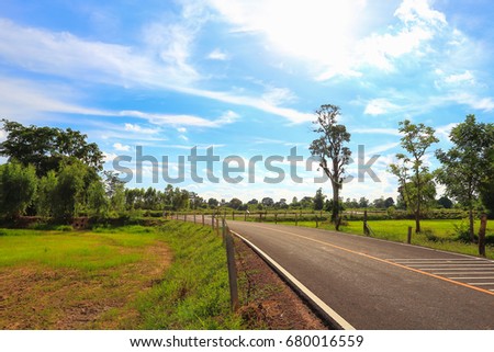 Rural roads in Thailand in a beautiful atmosphere.