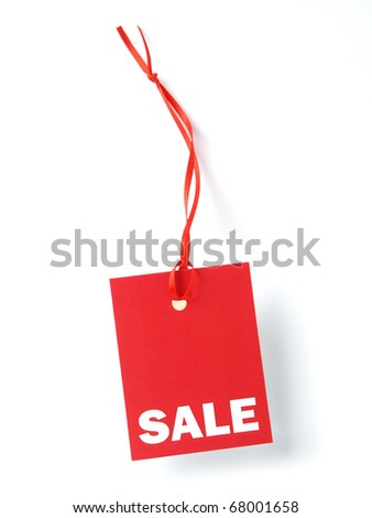 Red tag sale on white background