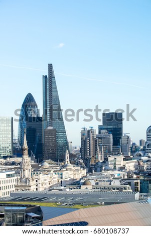 London Skyline, aerial view.