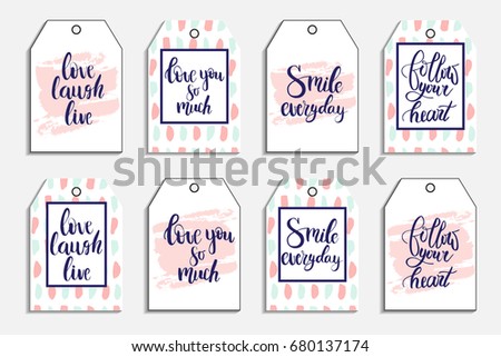 Romantic cards collection. Vector posters set of love theme.