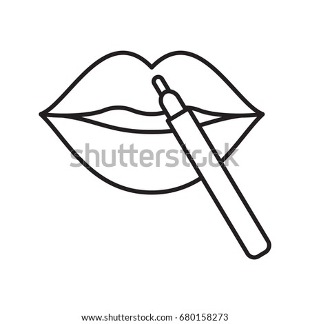 Pencil lipstick linear icon. Thin line illustration. Makeup contour symbol. Vector isolated outline drawing