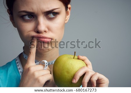 Woman sick tooth apple