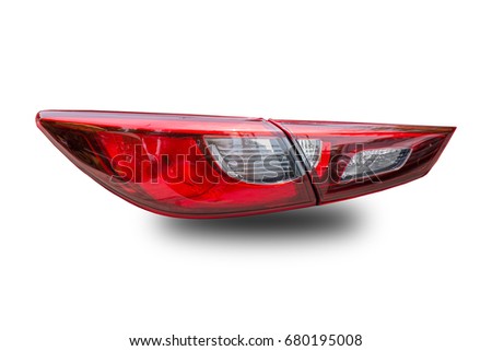 Car tail lights separate from white background. Royalty-Free Stock Photo #680195008