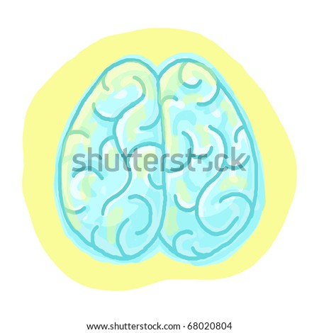 Brain top view freehand drawing; Brain cartoon