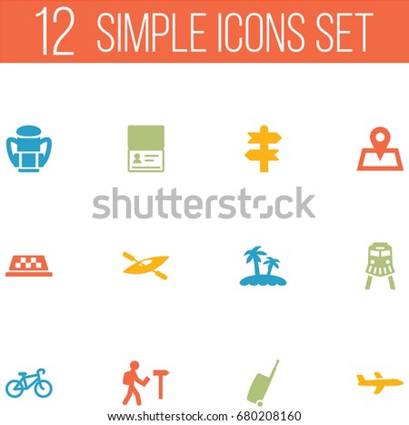 Set Of 12 Relax Icons Set.Collection Of Traveler, Citizenship, Palm And Other Elements.