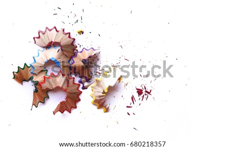 Pencil shaving image, colorful crayons, multiple designs
