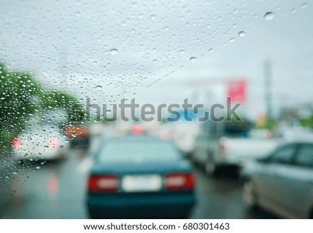 Rain drops on auto glass