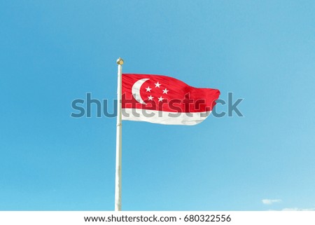 Singapore flag on the mast