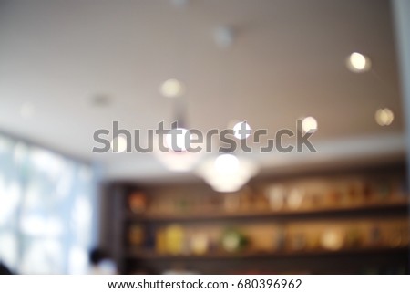Background of inside the cafe with bokeh light; blurry atmostphere