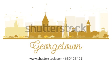 Georgetown City skyline golden silhouette. Vector illustration. Simple flat concept for tourism presentation, banner, placard or web site. Cityscape with landmarks.