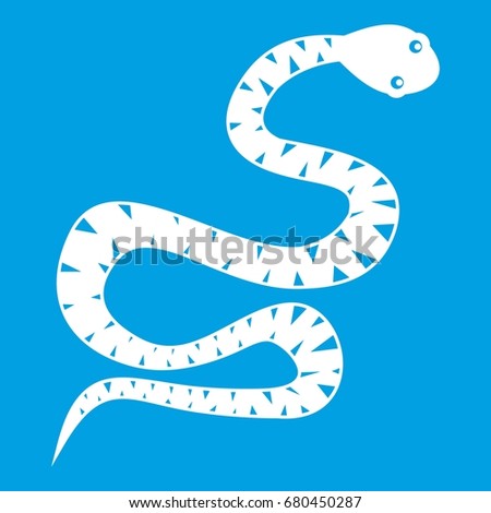 Snake wriggling icon white isolated on blue background vector illustration