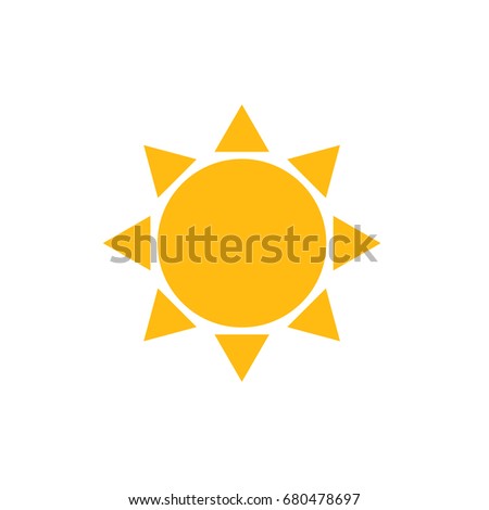 Yellow Sun Simple Icon. Vector Illustration. Flat Style. Decorative Summer Weather Design.