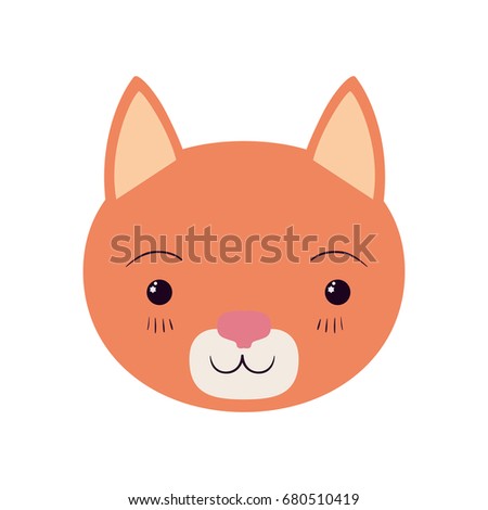 colorful caricature cute face cat tranquility expression vector illustration