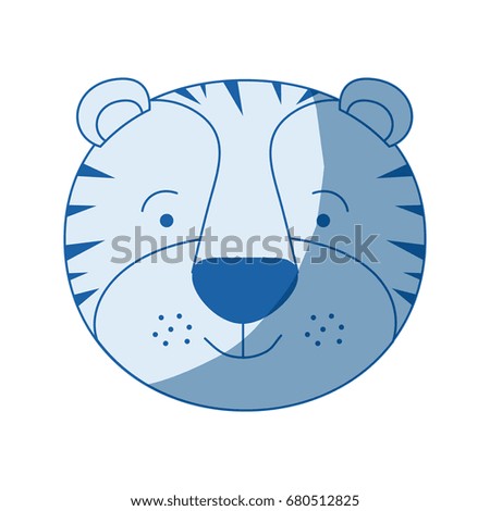 blue color shading silhouette caricature face of male tiger animal vector illustration