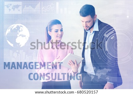 Concept of management consulting. People discussing business strategy in office