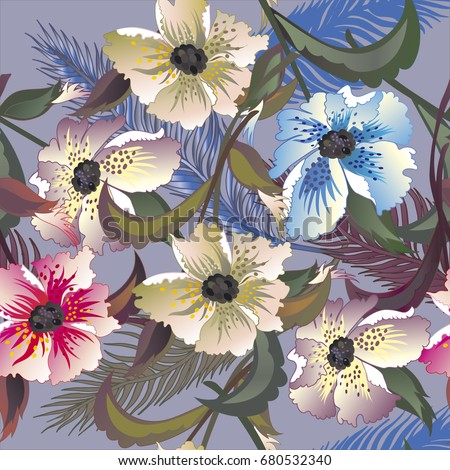 Tropical Flowers Background pattern