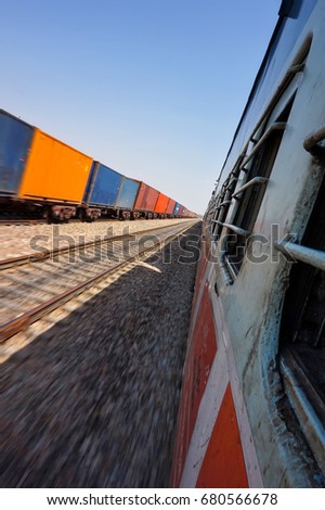 India; Railroad Track; Rail Transportation,                             