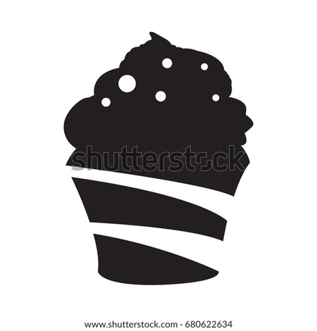 Isolated silhouette of a cupcake, Vector illustration