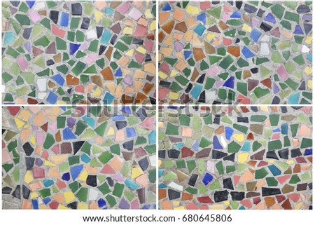 four closeup beautiful mosaic picture as background texture