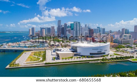 Aerial view of Downtown Miami, Florida. USA.  