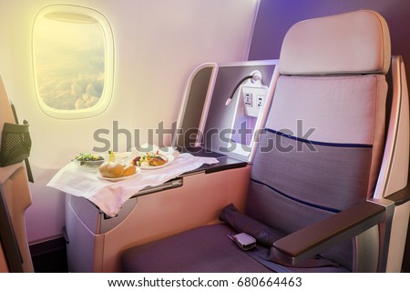 Business Class Airplane Meal Royalty-Free Stock Photo #680664463