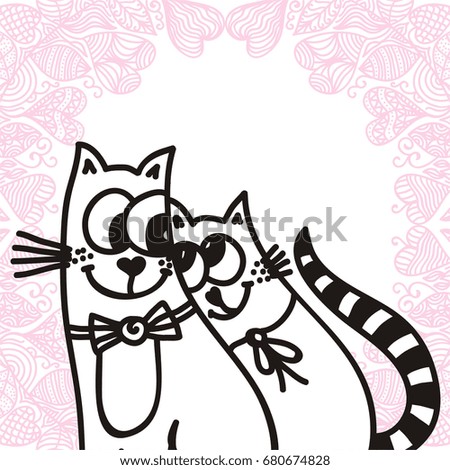 Cute cartoon cats. Love. Vector illustration.