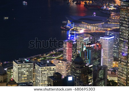 the Hong Kong skyline at victoria peak