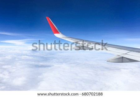 airplane view with blue sky background