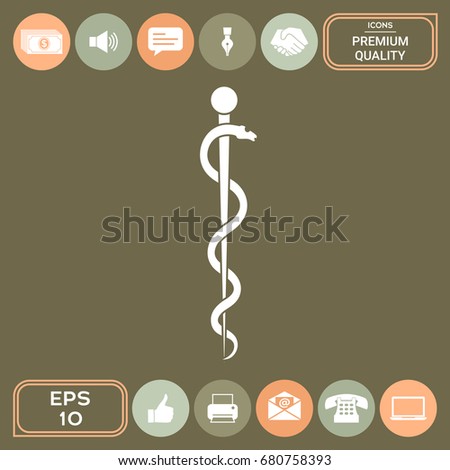 Rod of Asclepius Snake Coiled Up Silhouette