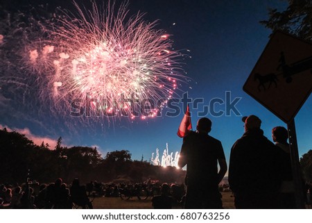 Fireworks in Canada/ Canada day Royalty-Free Stock Photo #680763256