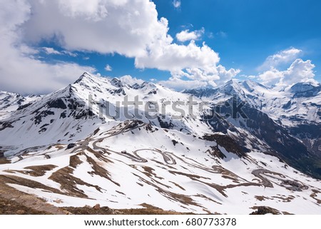 Dramatic and picturesque morning scene. Location famous resort Grossglockner High Alpine Road, Austria. Europe. Artistic picture. Beauty world. Natural winter background.