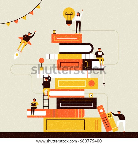 book and people poster vector illustration flat design