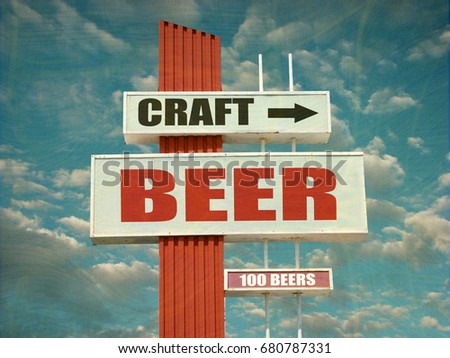 aged and worn vintage photo of craft beer sign