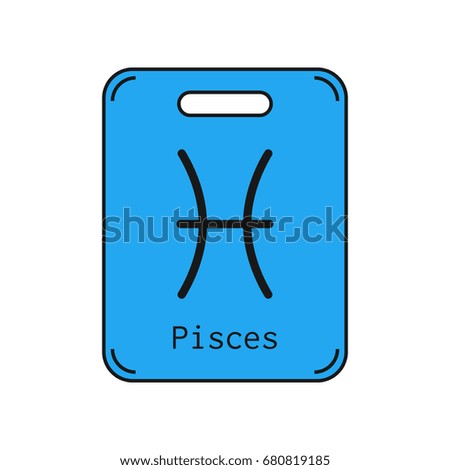 Pisces. Sign of the zodiac. Flat symbol horoscope and predictions. Vector object