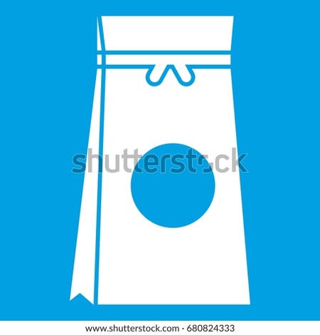 Tea packed in a paper bag icon white isolated on blue background vector illustration