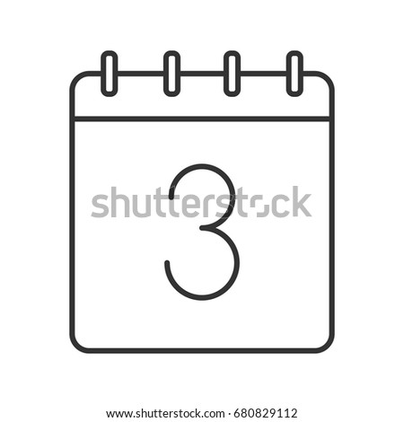 Third day of month linear icon. Thin line illustration. Calendar with 3 sign. Date contour symbol. Vector isolated outline drawing