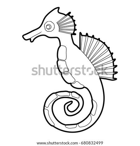 Seahorse icon in outline style isolated on white vector illustration