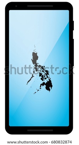 A Mobile Phone Illustration with the Shape of Philippines