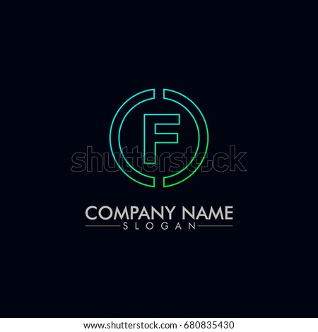 company logo vector of the letter F green and blue color