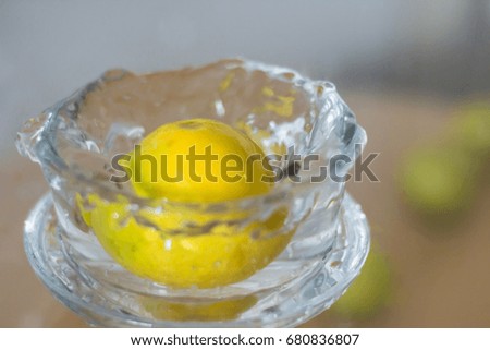 Lemon drop in  water.